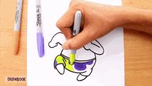 a person is drawing a spongebob character with sharpie markers