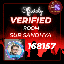a poster that says " officially verified room sur sandhya "