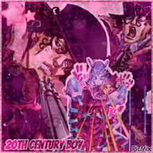 a cartoon of a man holding a gun and the words 20th century boy
