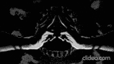 a black and white image with the website clideo.com in the lower right corner