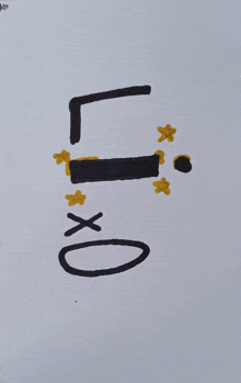 a drawing of the letter l with yellow stars