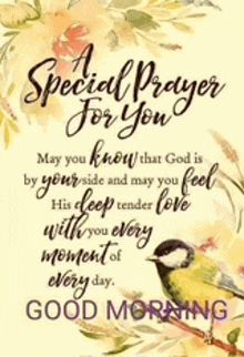a special prayer for you may you know that god is by your side and may you feel his deep tender love with you every moment of every day