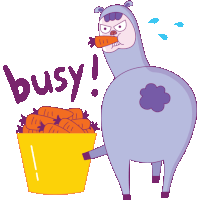 Busy Llama Eating Carrots Sticker - Drama Llama Busy Eating Stickers