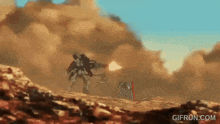 a gif from gifrun.com shows two robots fighting