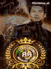 a poster with a skull and the words community 86