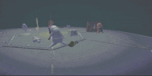 a screenshot of a video game shows a rocket in the middle of a room