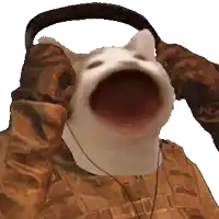 a cat is wearing headphones with its mouth wide open