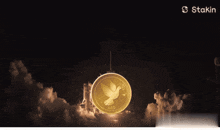 a gold coin with a dove on it and the word leo on it
