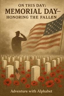on this day memorial day honoring the fallen adventure with alphabet poster