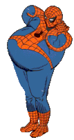 a cartoon drawing of a spider man with a spider on his back