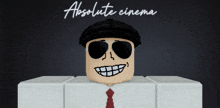 a poster for absolute cinema shows a man wearing a hat and tie