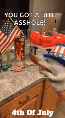 a picture of a shark with the words you got a bite asshole
