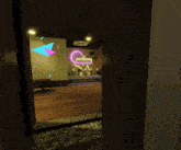an ice cream shop with a neon sign that says open