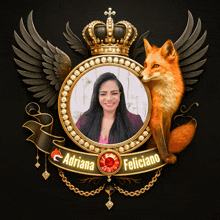a picture of a woman and a fox with the name adriana feliciano below it