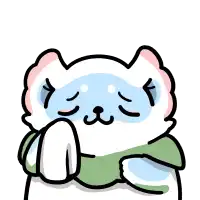 a cartoon drawing of a cat with its eyes closed and a hand on its face .
