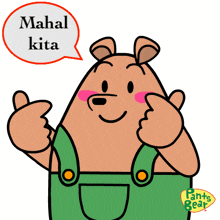 a cartoon of a bear giving a thumbs up with a speech bubble saying mahal kita