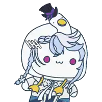 a cartoon character with a bird on his head