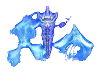 a computer generated image of a blue skeleton with the word ice behind it