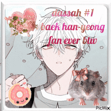 a picture of a boy holding a donut next to a hamster with the words dassah # 1