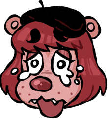 a cartoon of a girl with red hair and a black hat