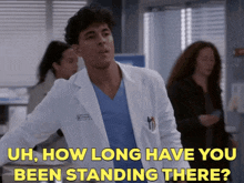 Greys Anatomy Lucas Adams GIF - Greys Anatomy Lucas Adams How Long Have You Been Standing There GIFs
