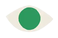 a white eye with a green heart in the middle