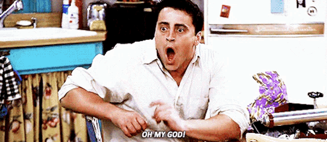 Oh my god, Joey Tribbiani, Matt LeBlanc, Friends, Funny GIF