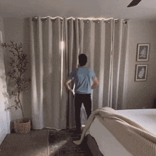Opening The Curtain Daniel Labelle GIF - Opening The Curtain Daniel Labelle Letting The Sun In GIFs