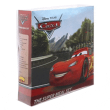 a box of cars super meal set with lightning mcqueen on it