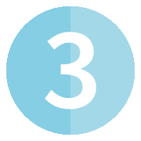 a blue circle with the number three inside