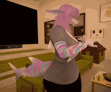 a computer generated image of a woman with a shark 's tail