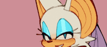 a close up of rouge the bat from sonic the hedgehog making a face .