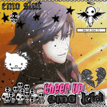 a picture of a person with the words cheer up emo kid