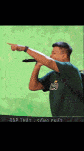 a man singing into a microphone with the word rap on the bottom right