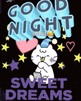 a good night babe sweet dreams greeting card with a cat