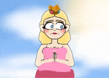 a cartoon of princess peach wearing a pink dress and crown