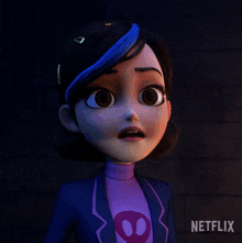 a close up of a cartoon character with a netflix logo on the bottom