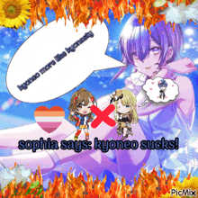 sophia says kyoneo sucks with a picture of two anime girls