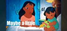 a cartoon of a little girl holding a stuffed animal with the words " maybe a little " below it