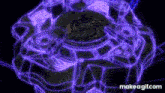 a purple glowing object is floating in the air .
