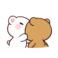 a cartoon of two teddy bears kissing with a heart in the background