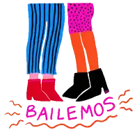 a cartoon drawing of two people dancing with the words bailemos written below them