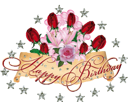 Happy Birthday Roses Sticker - Happy Birthday Roses Sparkle Stickers