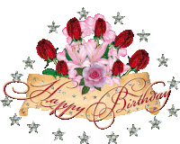 Happy Birthday Roses Sticker - Happy Birthday Roses Sparkle Stickers