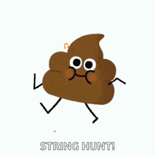 a cartoon illustration of a poop with a face and arms and legs dancing .