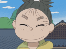 a close up of a cartoon character 's face with a smile on his face