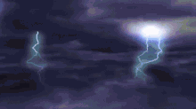 a painting of a lightning storm with a star in the middle