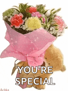 Flower Delivery Teddy Bear GIF - Flower Delivery Teddy Bear Bouquet Of Flowers GIFs