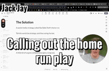 a screenshot of a website with the words " calling out the home run play " on it