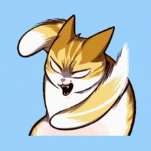 a cartoon drawing of a cat with a very angry face